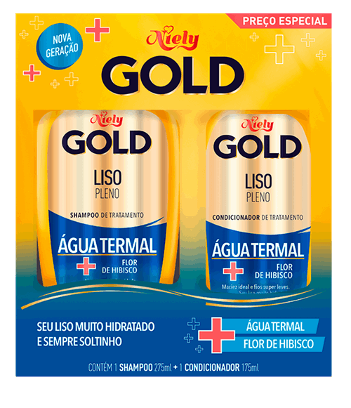 Kit Especial (Shampoo + Condicionador) Niely Gold Liso Pleno