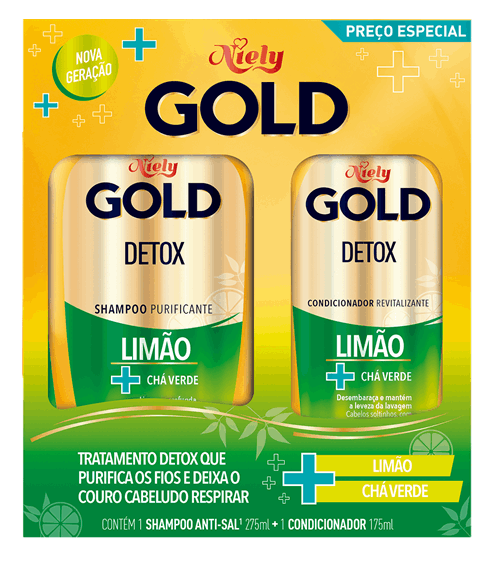 Kit Especial (Shampoo + Condicionador) Niely Gold Detox