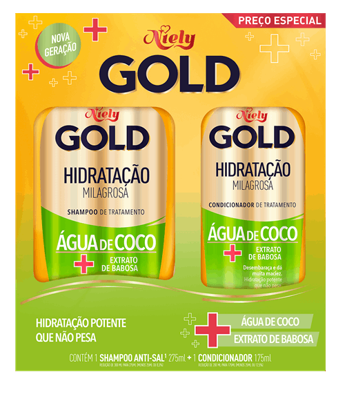 Kit Especial (Shampoo + Condicionador) Niely Gold Hidratação Milagrosa