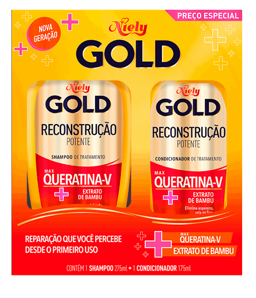 Kit Especial (Shampoo + Condicionador) Niely Gold Reconstrução Potente