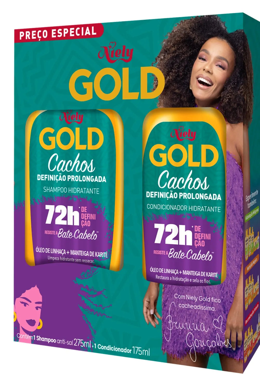 Kit Especial (Shampoo + Condicionador) Niely Gold Cachos Definição Prolongada
